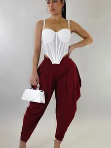 Aladdin Pants Super Soft and Chic Elegant High-Waisted Maroon Trousers for Women