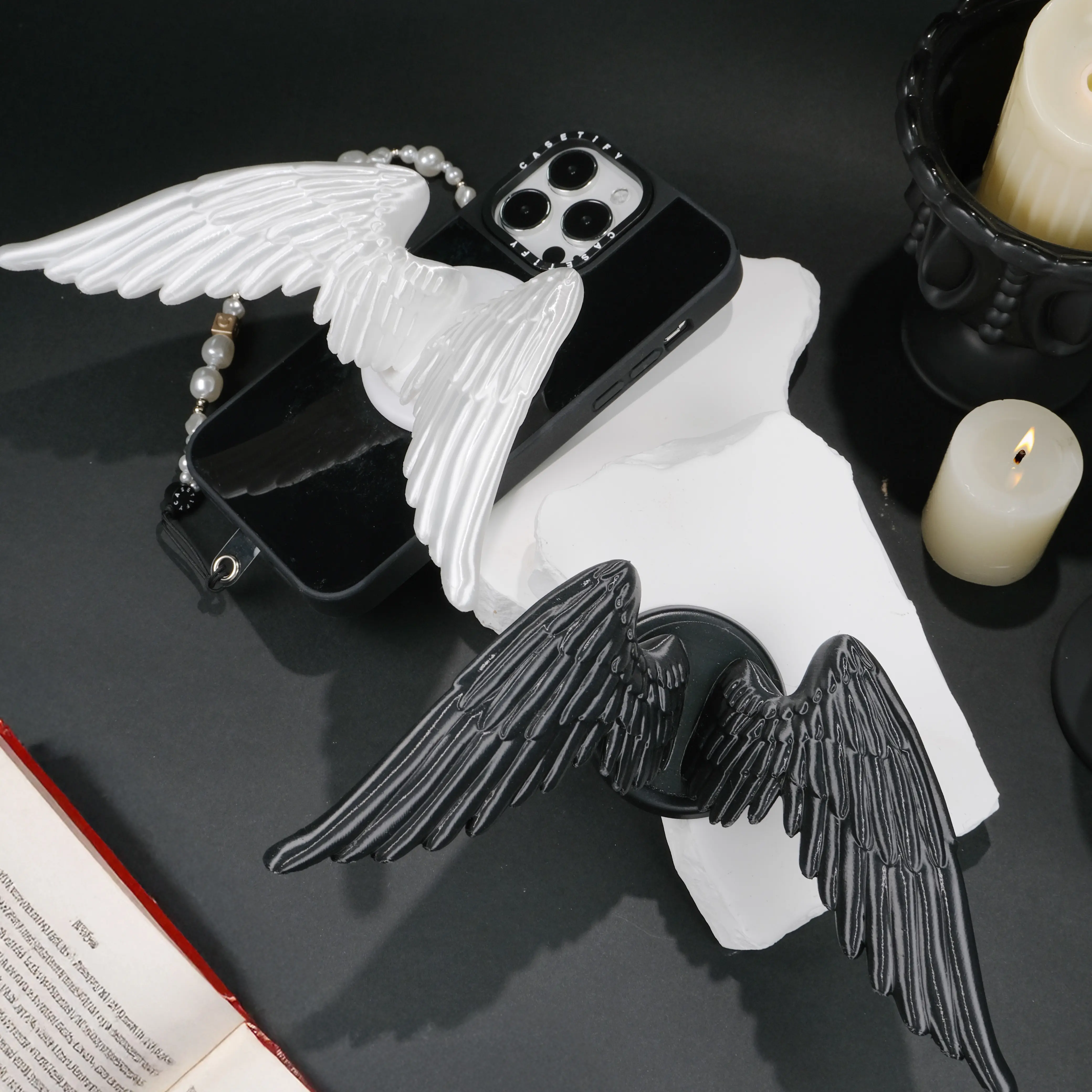 Angel Wing MagSafe Phone Grip 3D Printed Mobile Phone Stand with Silk TPU/PLA,Phone Accessory, MagSafe Base Multi Angle Mag Grip Phone Holder & Mount, Accessories, Magnetic