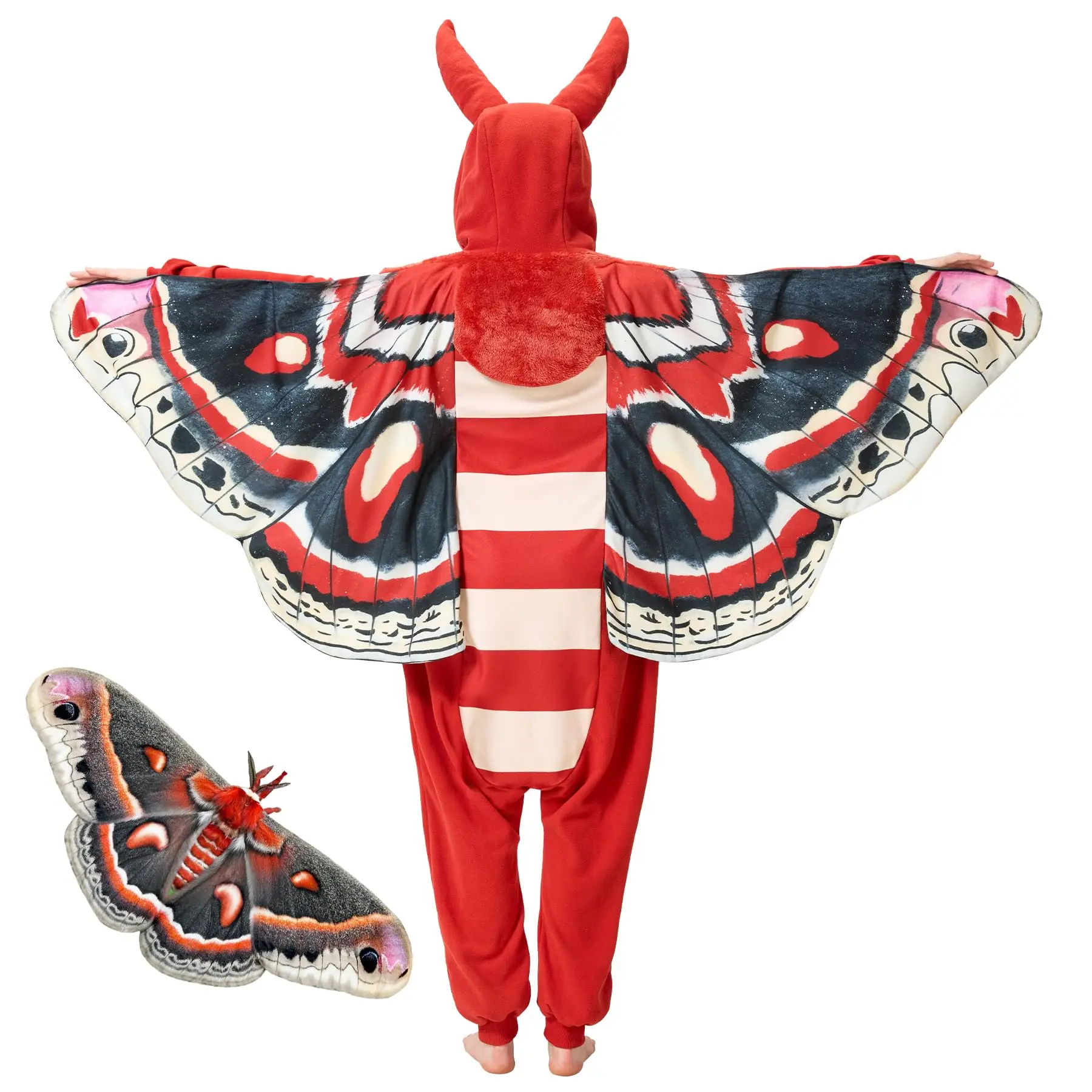 Robin Moth  Pajamas for Adults, Cecropia Moth Halloween Costume Animal Cosplay One-Piece for Women marionette  doll able Retro Party Costume Accessory monster onesie ears Womenswear Clothes figure wings