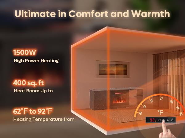 Pinmoco Electric Fireplace TV Stand for TVs up to 70", LED Entertainment Center With Cabinet & Shelves, TV Media Console Table for Living Room, Bedroom