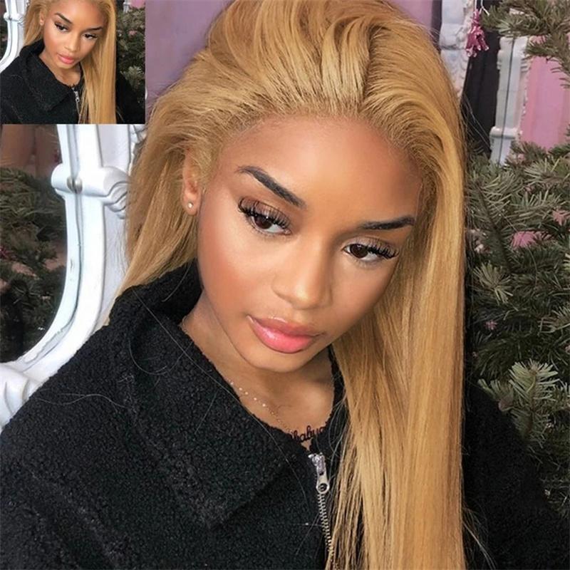 [30Inch for Only $109] Hot Star 27# Honey Blonde Colored Red Color 613# Blonde Color 99J Burgundy Color Ginger Color and P4/27 Highlight Color Human Hair Frontal Wigs Straight 180% 13x6 HD Transparent Lace Front Human Hair Wigs For Women