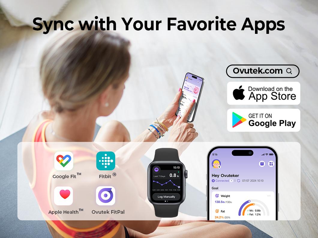 OVUTEK Smart Scale for Body Weight, Professional Bathroom Digital Scale with BMI, Body Fat, Muscle Mass, Most Accurate to 0.05lb, Large Display High Accurate Body Composition Machine with Fitness App