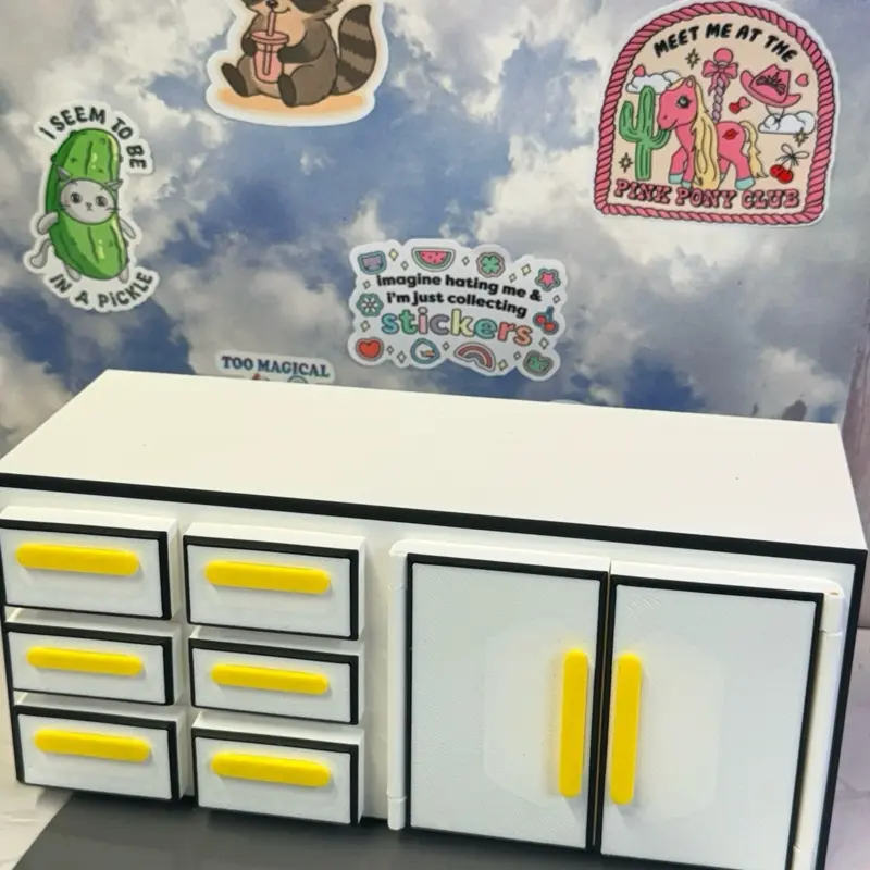 Custom 3D-Printed Miniverse Style Mini Kitchen Counter - Dollhouse Cabinet for Miniature Cooking, Mini Desserts, Live Crafting Streams
