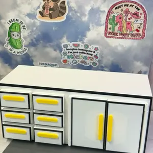 Miniverse Style Mini Kitchen Counter | 3D Printed Dollhouse Cabinet for Mini Food Videos, Resin Remixes & Tiny Kitchen Displays