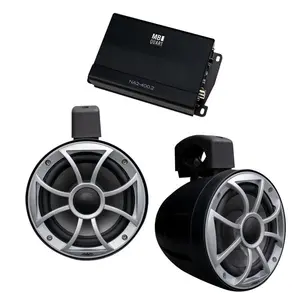 Wet Sounds - A Pair Of Black RECON 6 POD-B 6.5 Inch Tower Speakers & MB Quart NA2-400.2 Amplifier