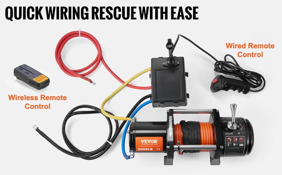【Spotlight Day】VEVOR Electric Winch for Truck 6000 lb Synthetic Rope Waterproof Remote Control
