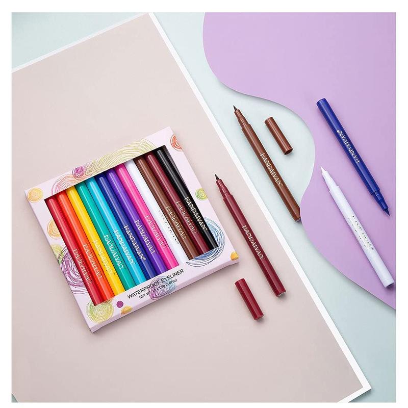 12 Colors Matte Liquid Eyeliner Set Rainbow Colorful Neon Eyeliner Pencil Pigmented Waterproof Smudgeproof Long Lasting Gel Eye Liner Christmas Makeup Gift Kit for Women (Set E) Flawless Smooth