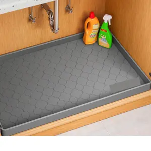 Waterproof Under Sink Mat 34" x 22", Thick Silicone Mat Cabinet Protector for Kitchen and Bathroom, Shelf Liner, Home Organizer and Storage, Multipurpose Tray for Gadgets and Essentials