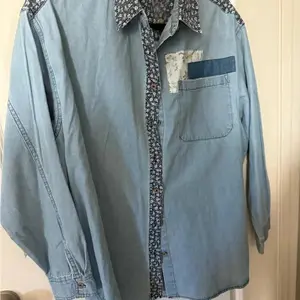 Easel Oversized Vintage Patchwork Denim Shirt