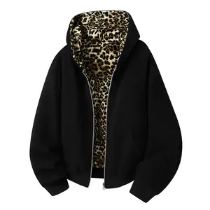 Fashion hooded zipper men's wool warm jacket jacket double-sided couple casual women's outfit