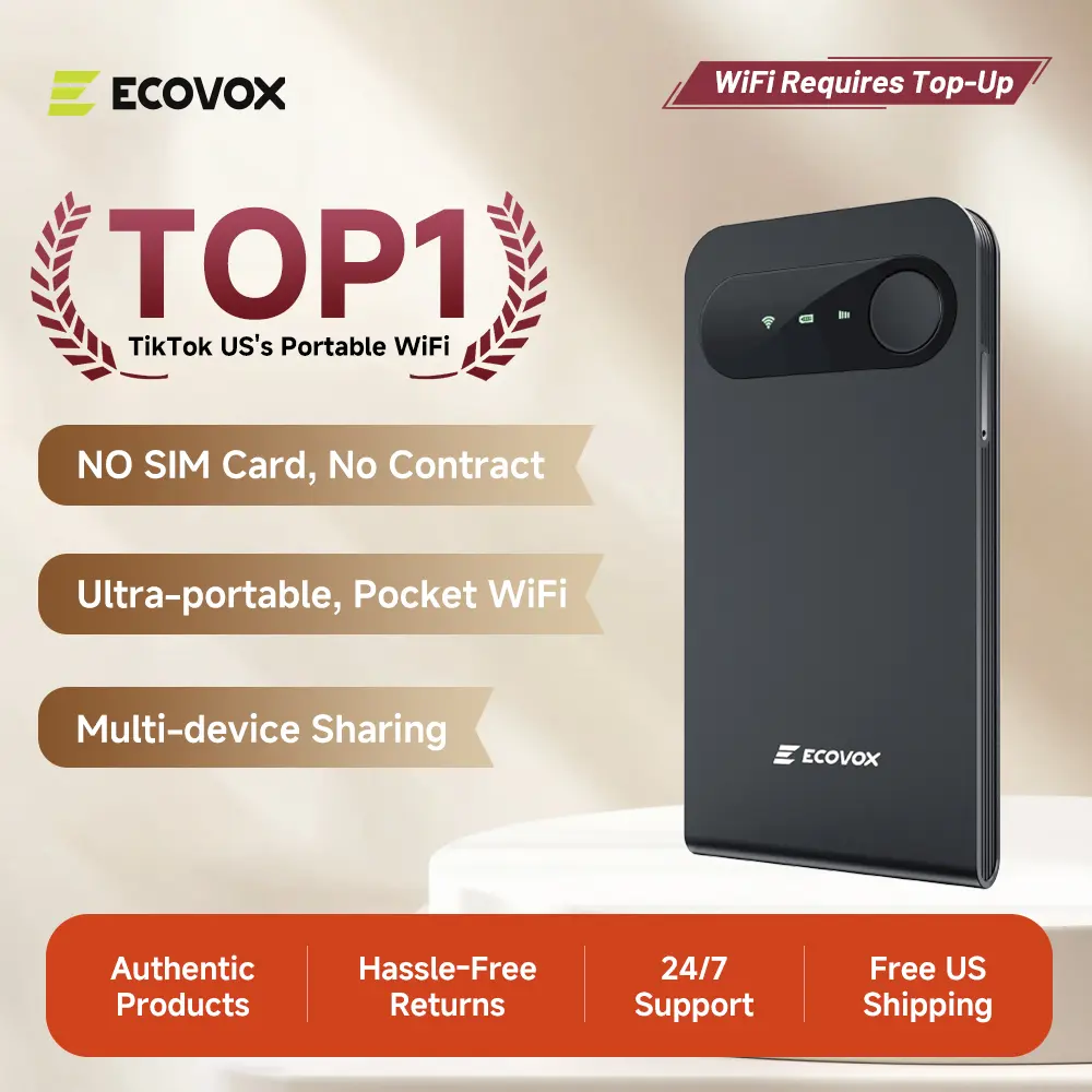 ECOVOX Portable WiFi Hotspot Device High-Speed 4G LTE Mobile Broadband Router for Travel No SIM Card Required with Built-in Global Coverage Mini Wireless WiFi Modem for Car, RV, Truck & Outdoor Use 2025 Upgraded Tri-Band,SummerVibes,summervibes summervibe