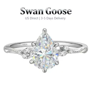 S925 Sterling Silver 2ct Engagement Pear Cut Wedding Teardrop Bridal Halo Promise Rings for Women,Hight Quality 5A Cubic Zirconia Bridal jewelry Ring for Wedding, Party, Travel,Daily Wear