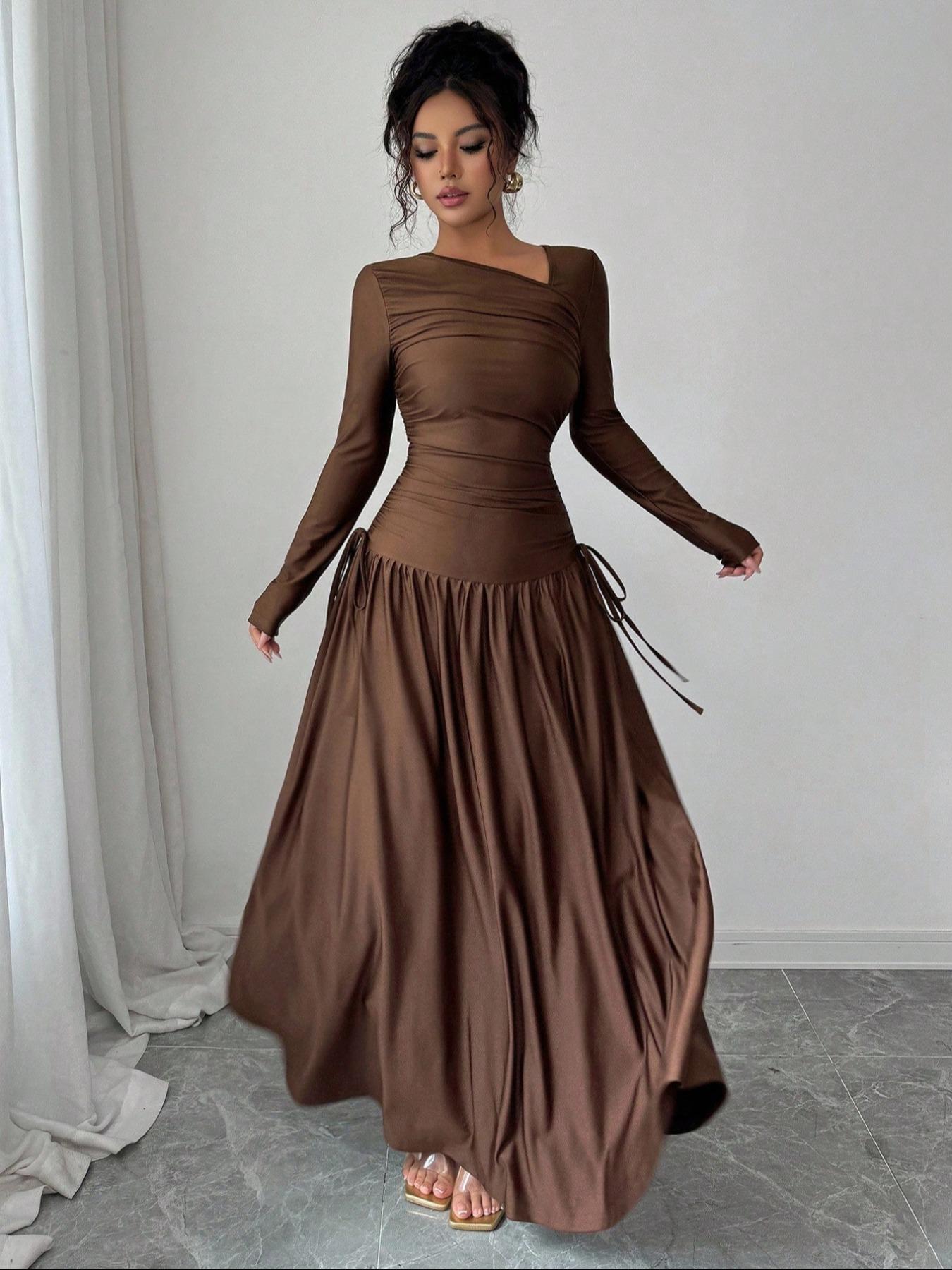 caramel brown dress Modest Caramel Evening Dress 25888KRML