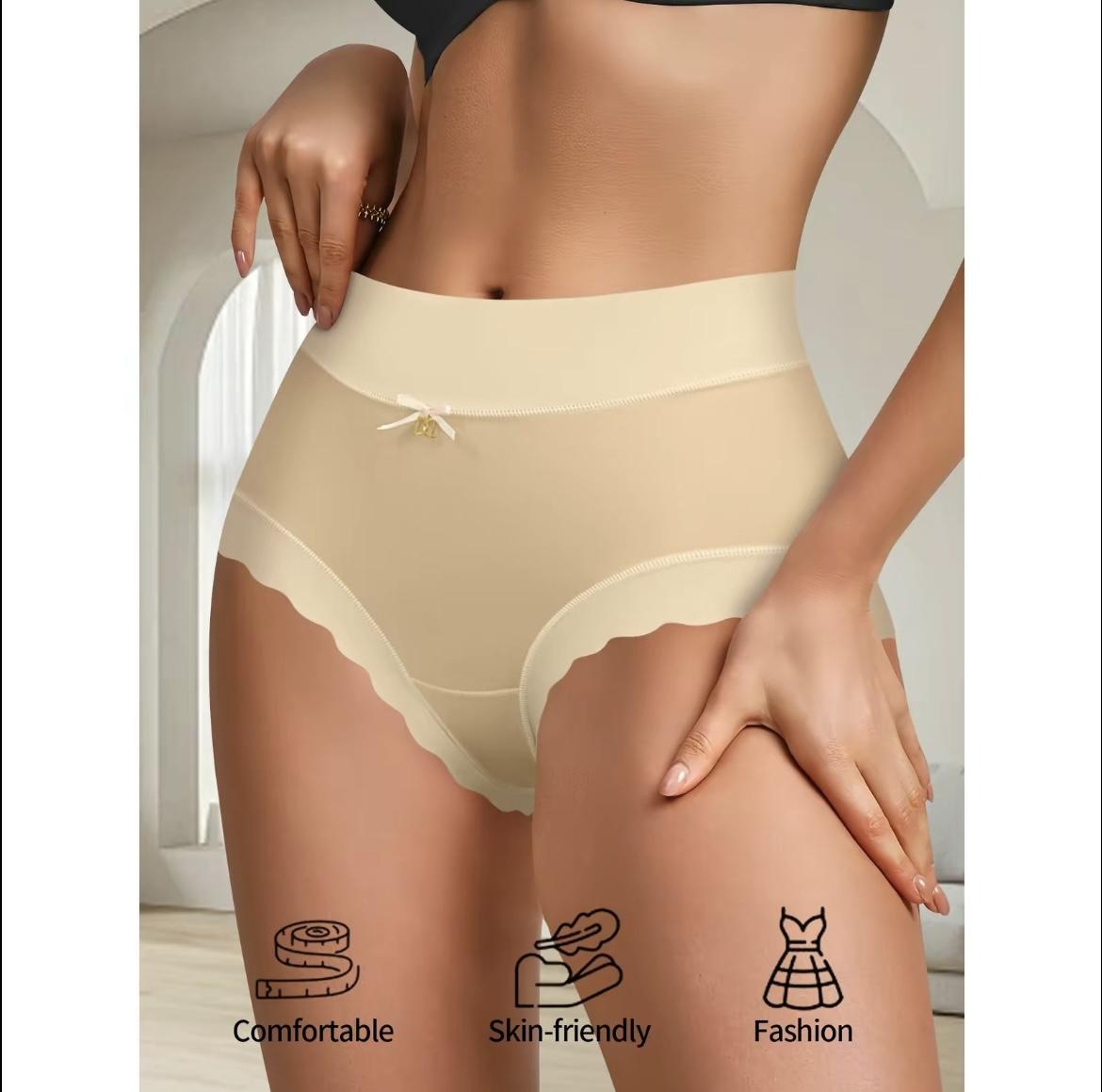 Women's Seamless Mid-Waist Underwear Invisible Comfort Breathable Underpants for Ladies 6Pcs Soft Elastic Mid-Waist Waistband Basic Cotton Panties