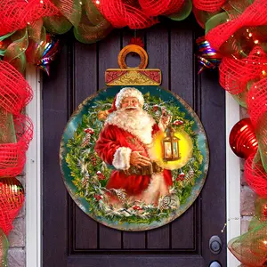 Designocracy 8021051H-1003 5 x 5.5 in. Enchanted Ball Christmas Wreath Santa Door Decor