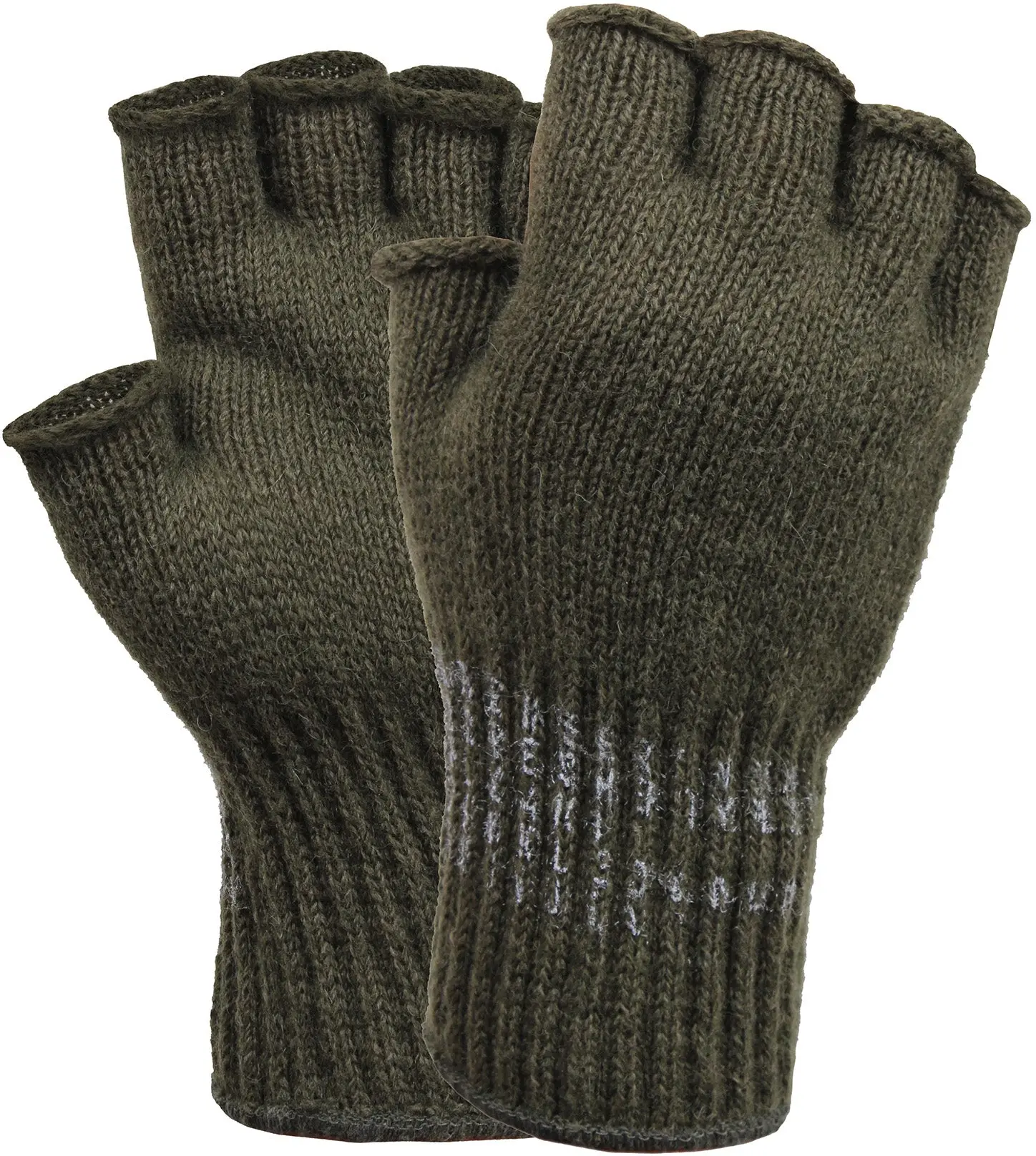 Genuine GI Fingerless Gloves - Olive Drab, Wool-Nylon Blend, USA Made, Gloves for Cold Weather, Military, Warmth