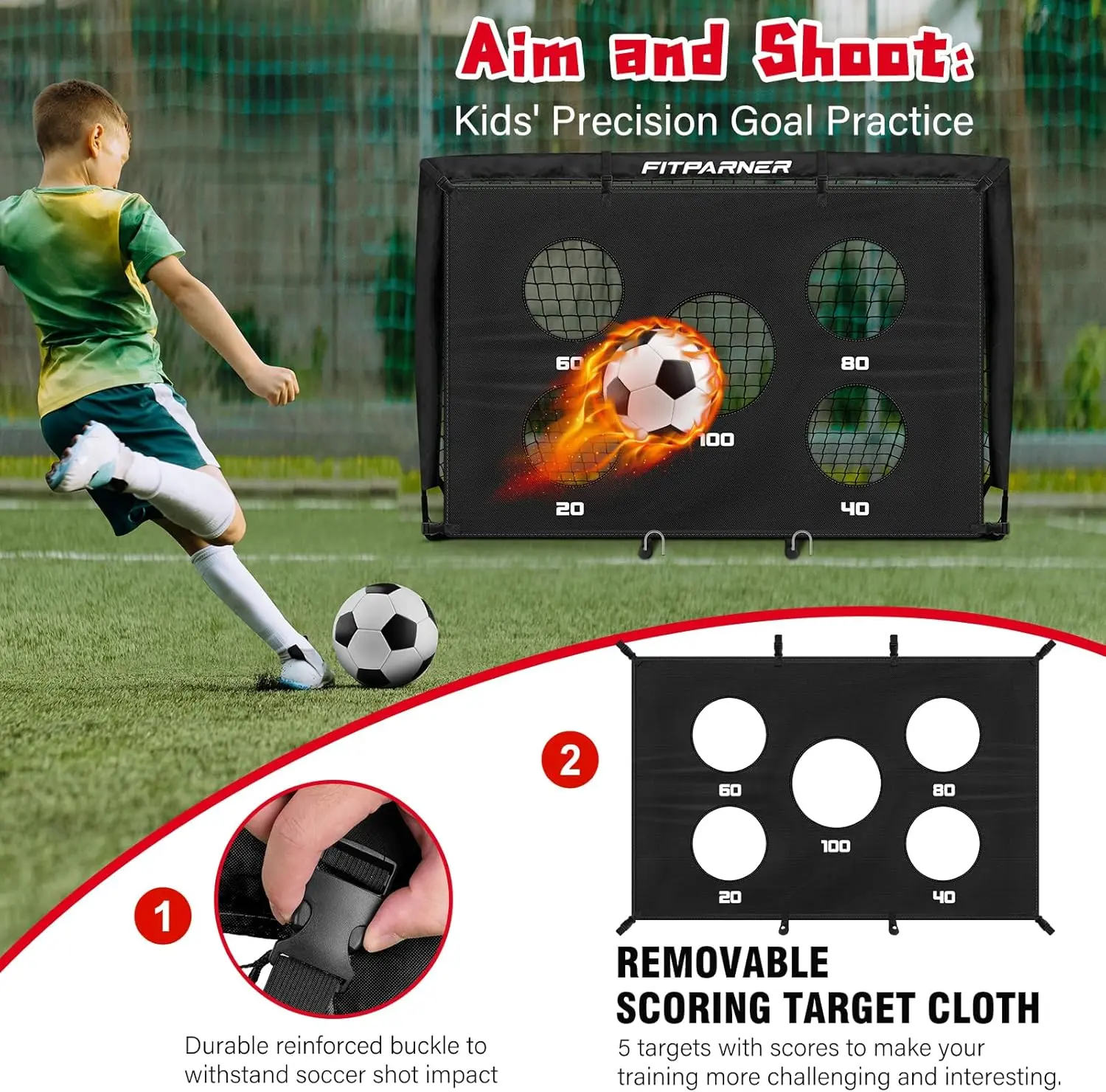 Soccer Goal,Backyard Soccer Goals for Kids 2 Pack,4x3/6x4 FT Portable Toddler Soccer Nets with Target,Ball & Cones,Soccer Training Equipment for Kids Youth Outdoor Games,Sports,Play