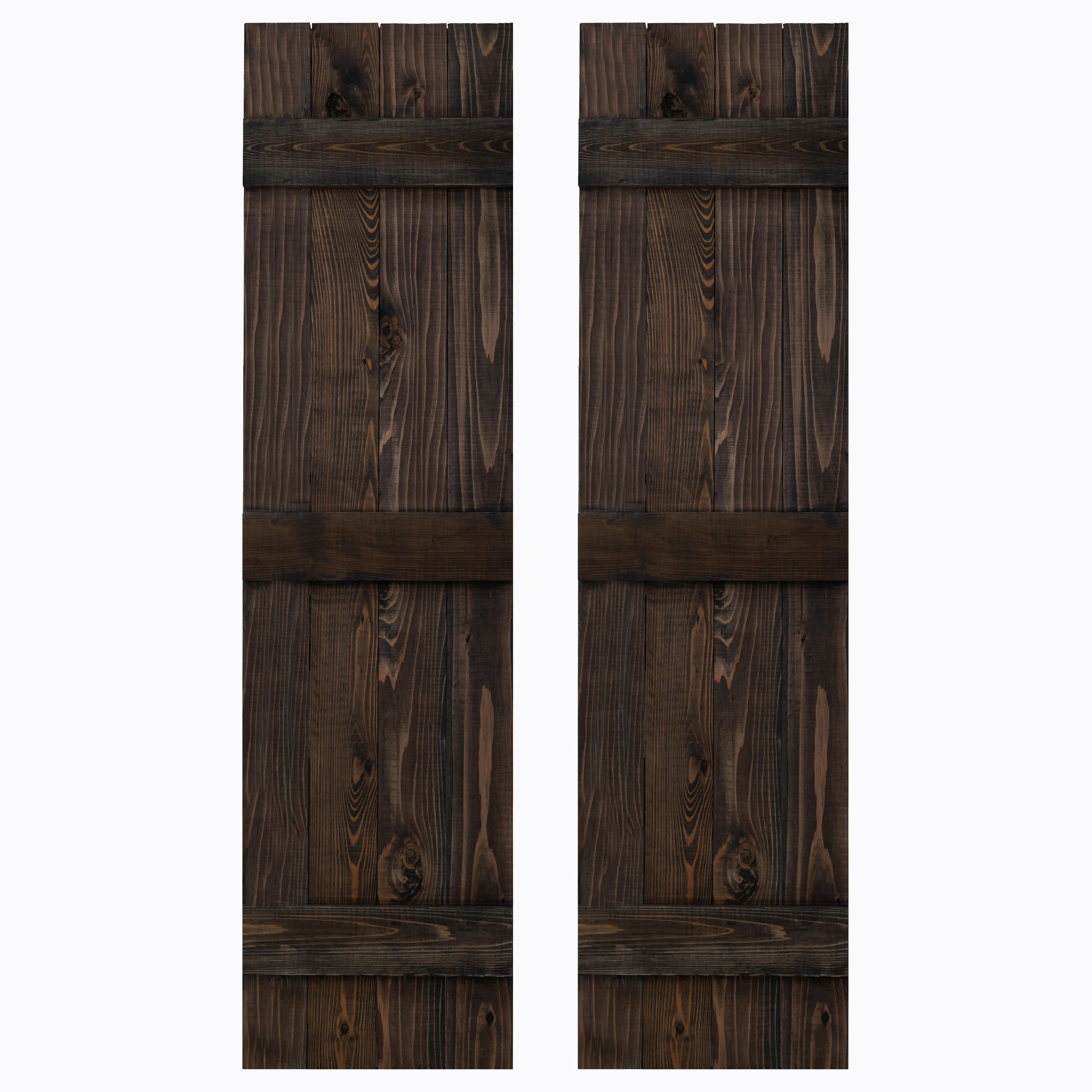 Traditional Board & Batten Exterior Wood Shutters - Cedar - Set of 2