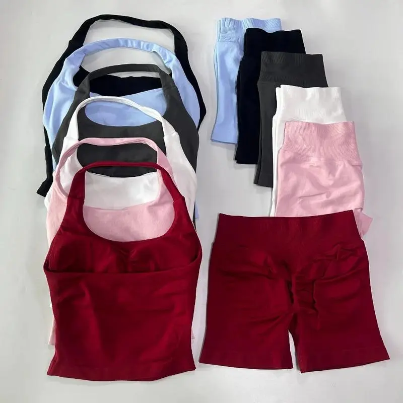 2pcs Gym Set Women Halter Tops High Waist Scrunch Seamless Shorts Fitness Clothes Activewear Workout Outfits Gym Suit5213 Unisex Puerto Rico Football Jersey Oversized Grey Couple Hoodies Vintage Hockey USA Men's Fleece-Lined uicideboys Graphic Hoodie