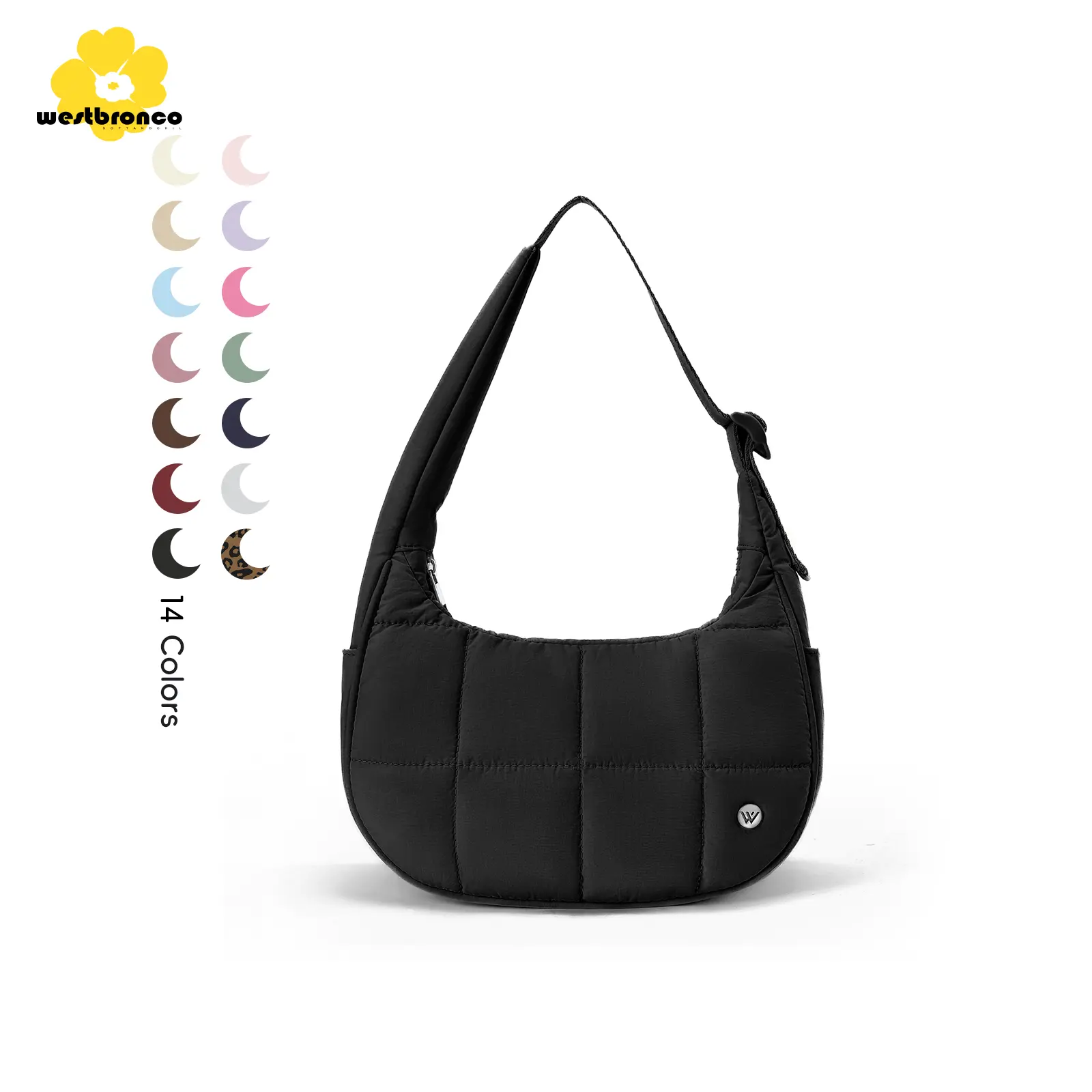 WESTBRONCO Crescent Shoulder Bag Viral Small Puffy Fashion Stylish with 2 Side Pockets Adjustable Strap for Women Waterproof Lightweight Travel Gym Dating Elegant Commuter Bag Purse for Summer Trendy Gift for Her Mom BackToSchool tiktokshopbacktoschool