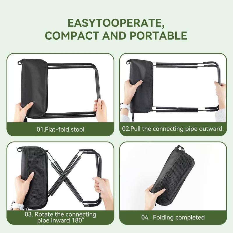 BougeRV Portable Folding Stool with Carry Bag Lightweight Collapsible Outdoor Chair for Travel BBQ Fishing Beach Picnic Camping Versatile and Comfortable Folding Lawn Chair