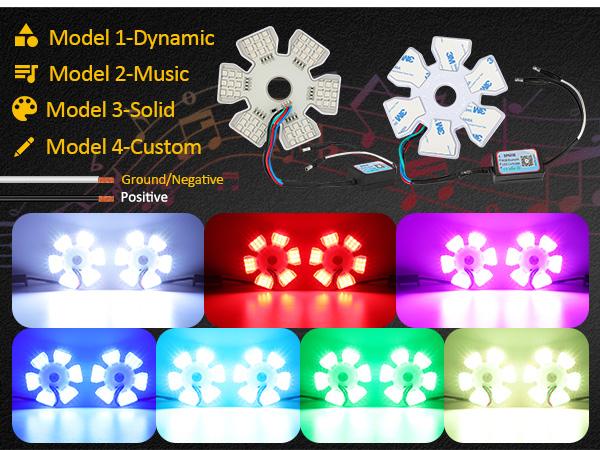 PARTSam RGB Air Cleaner LED Lights for Peterbilt Kenworth Freightliner Trucks Vehicle Dashcam 20 Dynamic Effects Music Sync IP67 Waterproof