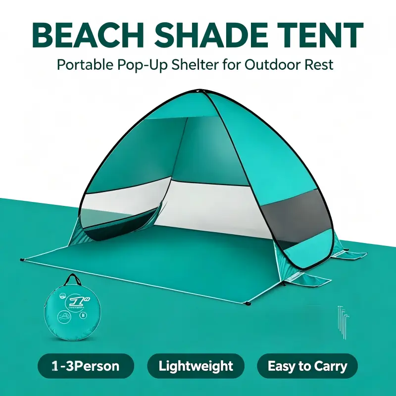 Pop-Up Tents for Camping for 1-3 People, Polyester Beach Shelter with Quick Setup & Compact Fold, UPF 50+ Sun Protection, Windproof & Insect-Proof for Hiking, Fold Out Shelter, Foldable, Outdoor Sunshade Tent, Instant Cabin Tents