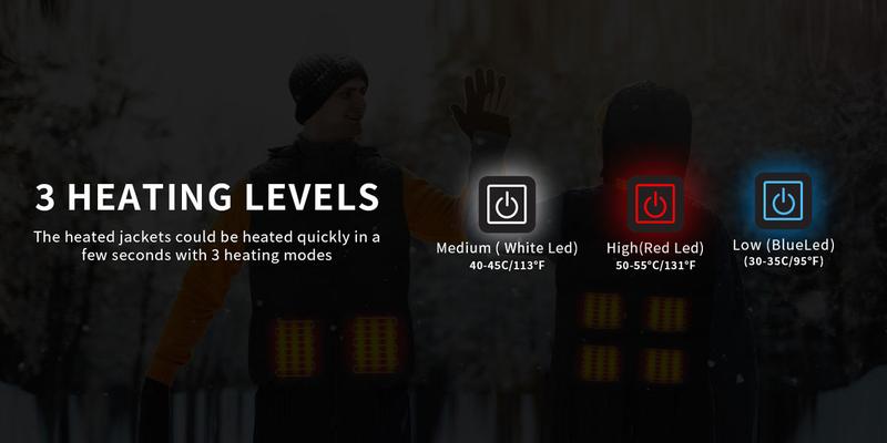 Rrtizan 2025 Unisex Heated Vest - Three-Level Temp Control, Heating Sheets, 10000mAh Battery, Ideal for Winter Sports, Skiing, Hunting, Daily Commute, Valentine's Day, Father's Day, Christmas Gift - Lightweight Heated Jacket