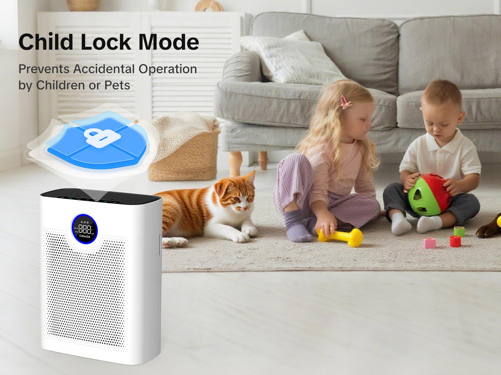 Cobectal H14 True HEPA Air Purifier for Home – Whisper Quiet Air Cleaner for Large Rooms, Bedroom, Nursery | Smart Auto Mode, Odor & Germ Eliminator, Pet Dander & Allergy Relief – Ideal Gift for Family & Friends