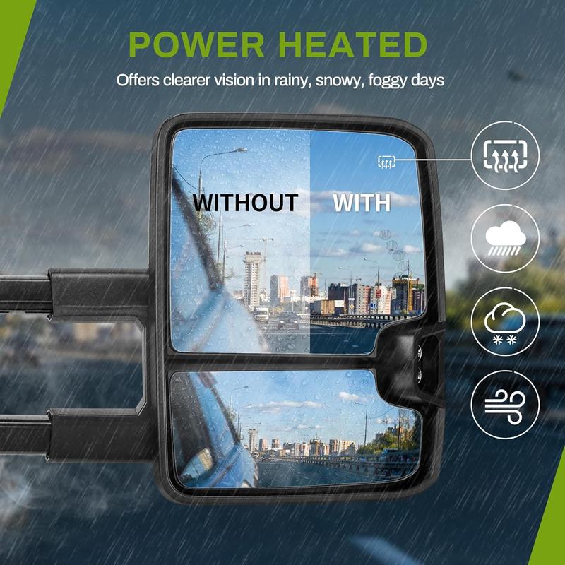 YITAMOTOR Towing Mirrors Compatible with 2014-2018 Silverado Sierra 1500 2500HD 3500HD Power Heated Smoke LED Turn Signal Manual Telescoping Folding Clearance Light Reverse Light Black Housing Car Accessories Auto Parts