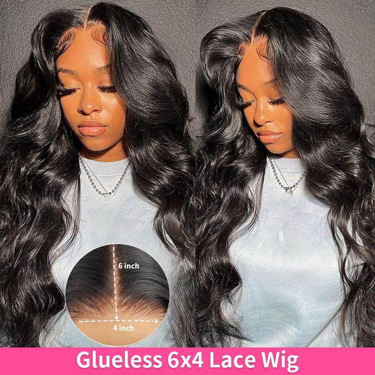 Bling Hair Ready&Go 6x4 HD Transparent Glueless Body Wave Lace Closure Wig Human Hair Brazilian 30 32Inch 5x5 Glueless Lace Frontal Wigs For Women Pre-Plucked Hair 180%Density