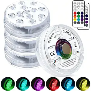 2/4-Pack Submersible 13LED Spot Lights with Remote (Batteries Not Included) – Color Changing Decorative Lights for Aquariums, Fish Bowls, Vases, Ponds, Weddings & Parties