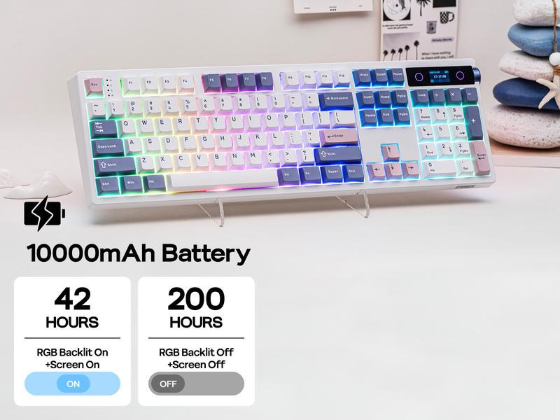 EPOMAKER TH108 PRO Full Size Mechanical Keyboard with Screen & Knob Wireless Gaming Keyboard Gasket South-Facing RGB Backlight Hot-Swappable Custom Driver for PC/Mac creamykeyboards TikTokShopJumpstartSale