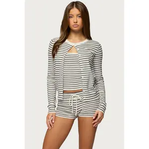 Lillian Striped Button Up Knit Cardigan