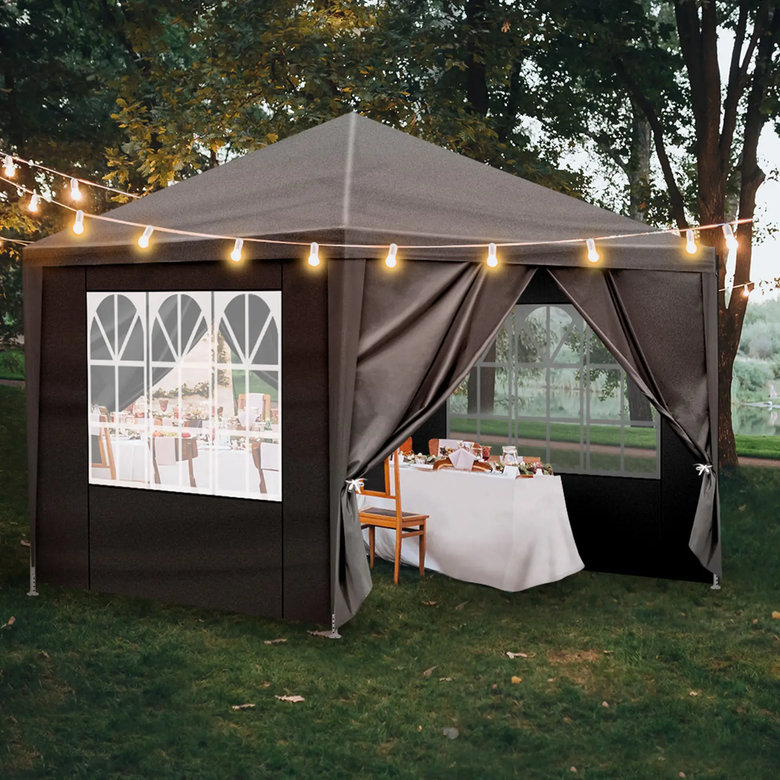 10'x10' Waterproof Outdoor Gazebo - Outdoor Canopy Shelter with Adjustable Canopy, Iron Tubes, PE Cloth Roof, Patio Tent for Wedding, BBQ (Home Improvement Building Supplies)