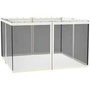 Outsunny 10' x 12' Universal Replacement Mesh Sidewall Netting for Patio Gazebos and Canopy Tents with Zippers, Sidewall Only, White