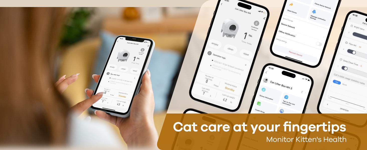 TAYACICY Self Cleaning Litter Box,95L Automatic Cat Litter Box Self Cleaning Large Capacity for Multiple Cats, App-Controlled with Safety Sensors, Removable Washable Liner,2 Rolls Garbage Bags,Grey