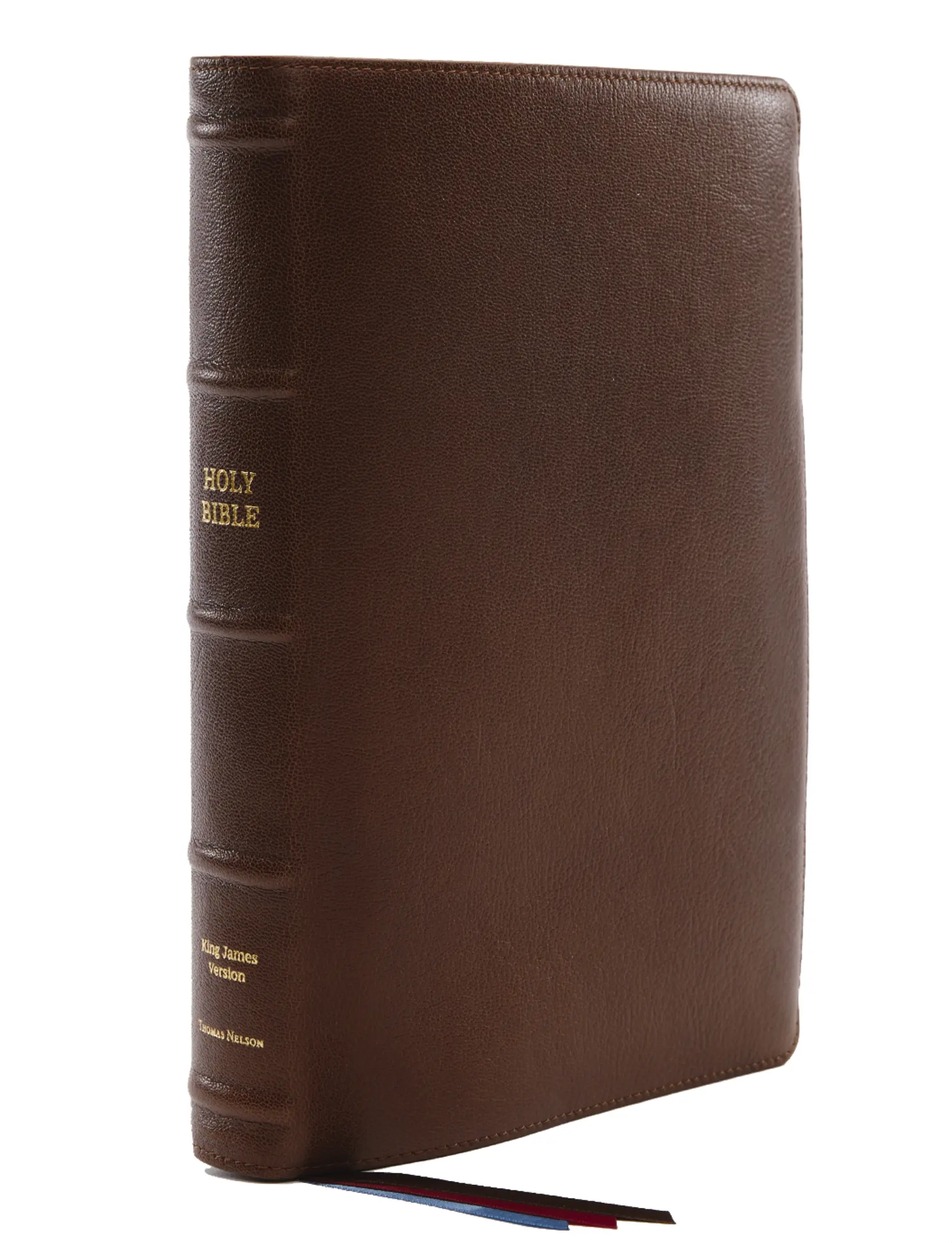 KJV Holy Bible: Giant Print with 53,000 Cross References, Brown Premium Goatskin Leather, Premier Collection, Comfort Print: King James Version by Thomas Nelson [Leatherbound Book]