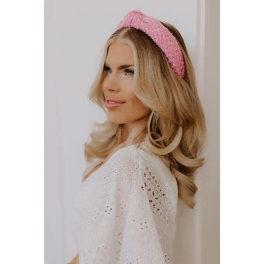 Chic Lifestyle Tweed Headband in Pink