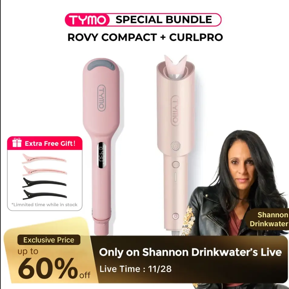 【Viral Curling Duo】TYMO CURLPRO + ROVY COMPACT – Auto Curler & Crimper in One Set