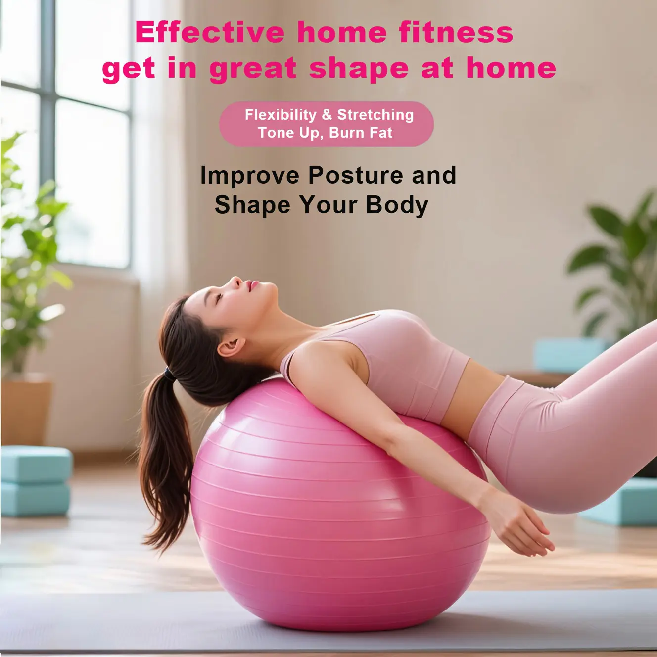 55cm Extra Thick Exercise Yoga Ball - Non-slip & Durable, Includes Pump, High Weight Capacity & Burst-resistant for Gym, Balance, Pregnancy, Pilates, Physical Therapy & Home Workout, Fitness Ball, Pilates Balls, Home Workout Equipment