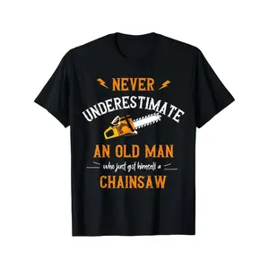 Mens Old Man Lumberjack Chainsaw Tree Cutter Logging Felling Gift T-Shirt