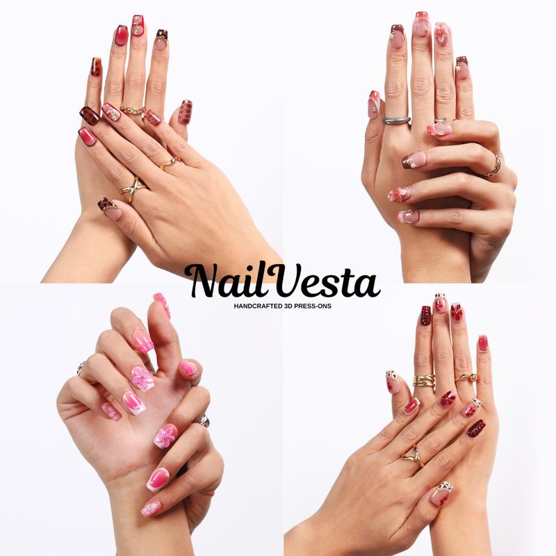 NailVesta DreamWear Collection – 100% Handcrafted 3D Press-On Nails | Reusable, Long-Lasting, Salon-Quality