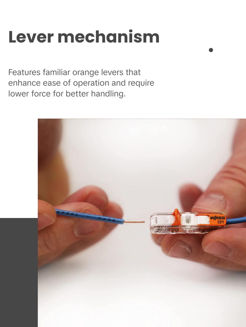 WAGO 221-2401 LEVER-NUTS 12pc Compact Splicing Inline Wire Connectors with Case