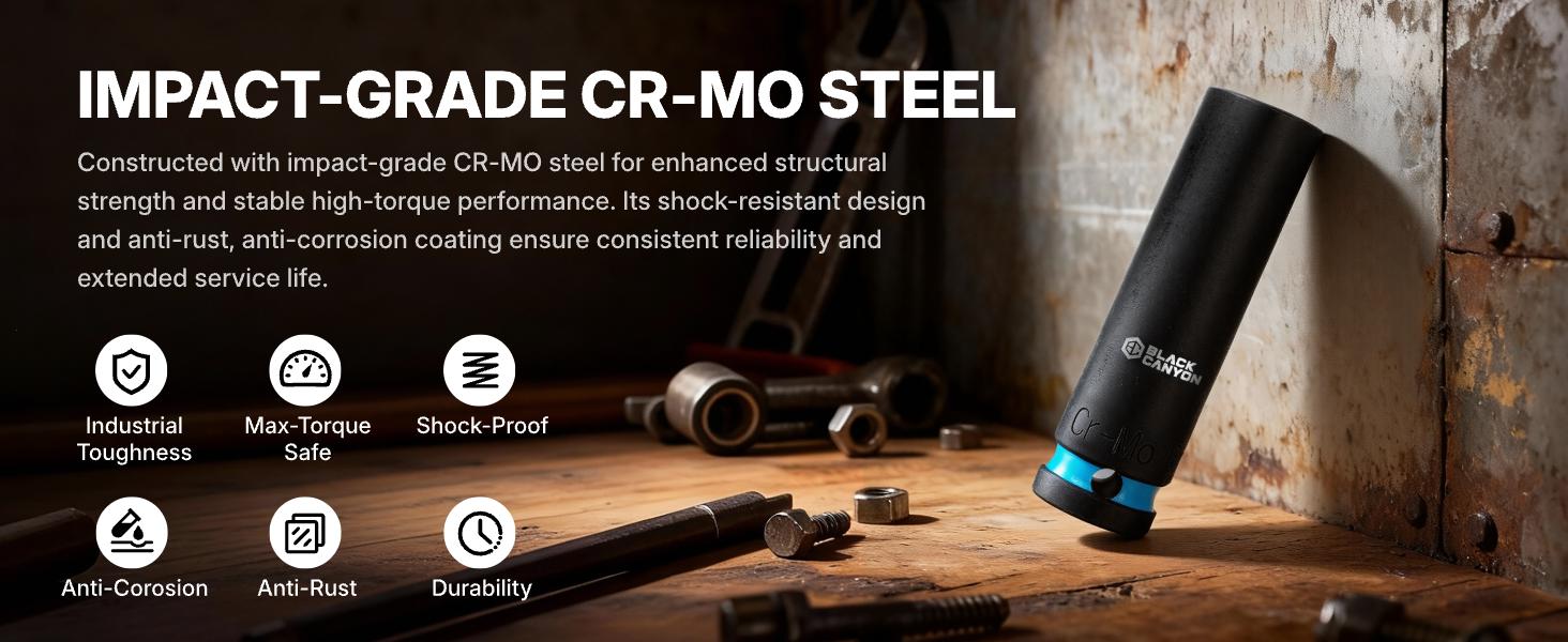 Black Canyon 87-Piece,1/2'',3/8'' Cr-Mo Steel Drive Impact Socket Set, SAE & Metric 6-Point Deep/Standard Sockets, Heavy-Duty Case for Auto & Industrial Repair,Easy-to-Read Size Markings, Rugged Construction, Storage Case,Fatherdaysgift