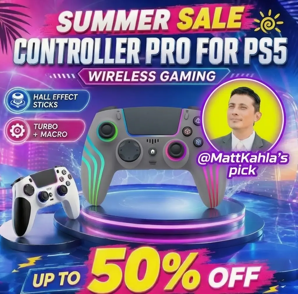 JORREP Anti-Drift Hall Effect PS5/Pro controller ，7 RGB Colors Dual Vibration Turbo 6-Axis Gyro Programmable Buttons 3.5mm Headset Jack 1500mAh Battery Wired Adjustable Gamepad Compatible with PC Android 10 Steam Deck,back to school,back to school haul