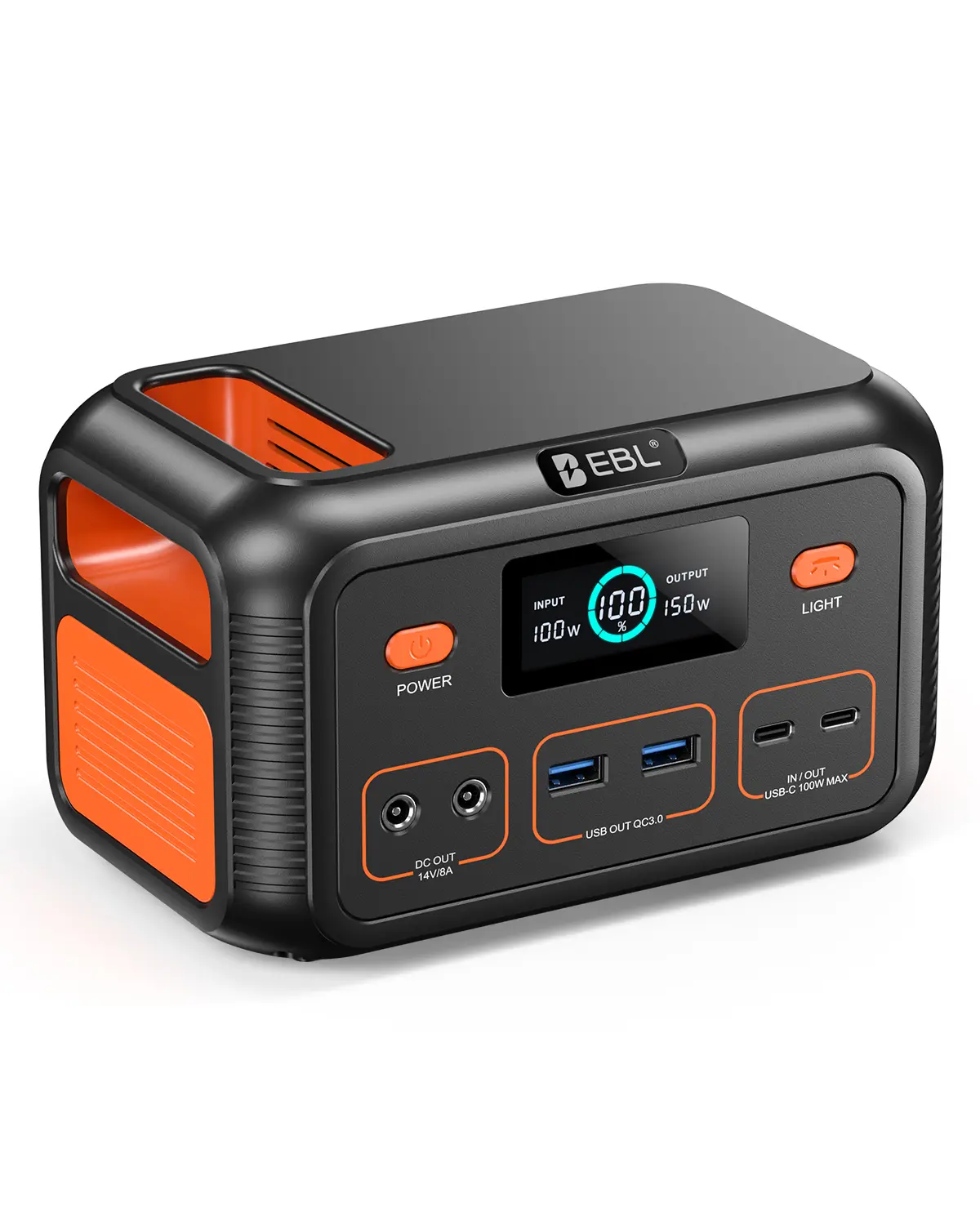 EBL 48000mAh 150W Power Bank & Mini Power Station, 153Wh LiFePO4, Digital Display, Lighting, 100W USB-C Fast Charging, 6 Outputs for Phone, Laptop, Camping, Travel & Home Emergency