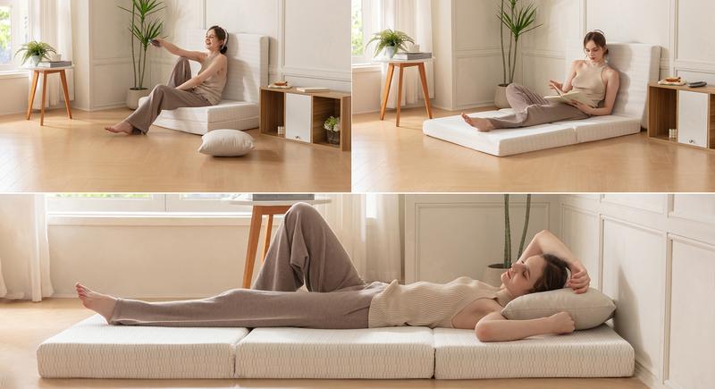 EGO Tri-folding Memory Mattress, 3/4 Inch, Topper for Camping&Indoors, Fordable Mattress with Removable Cover, Twin Size