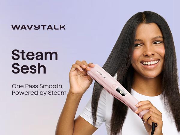 Wavytalk Steam Sesh Hair Straightener and Smooth Barrier Heat Protectant Spray Set