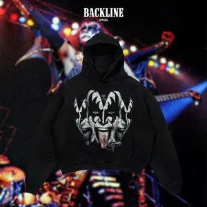 BACKLINE APPAREL Simmons Kiss Heavy Cotton Unisex Shirt Gene Klein Tshirt Heavy Metal Music Hoodie Zip Up Hoodie For Music Fan Menswear Womenswear Direct To Garment Breathable Print